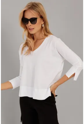 Kadın Beyaz V Yaka T-Shirt LPP1267