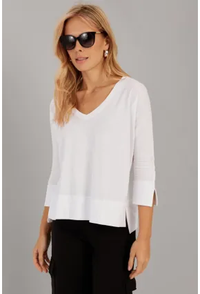 Kadın Beyaz V Yaka T-Shirt LPP1267