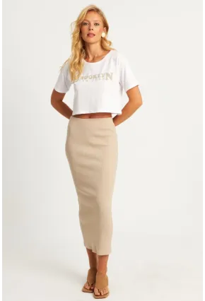 Kadın Beyaz-Vanilya Alt Üst Etek Takım XL2015