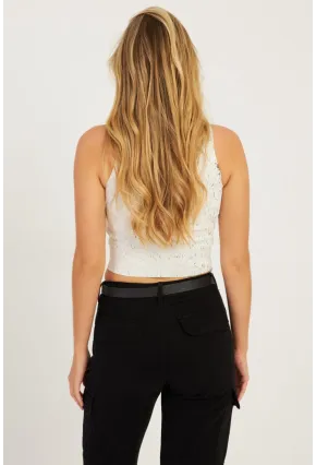 Kadın Beyaz Varaklı Bluz KZ2509