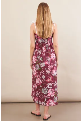 Kadın Bordo Askılı Gipeli Midi Elbise OR500