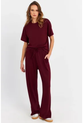 Kadın Bordo Basic Alt-Üst Pantolon Takım MRU6929