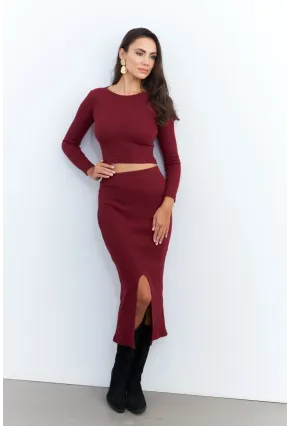 Kadın Bordo Basic Kaşkorse Alt- Üst Takım XL2042