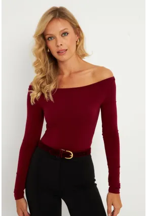 Kadın Bordo Bluz HOR13
