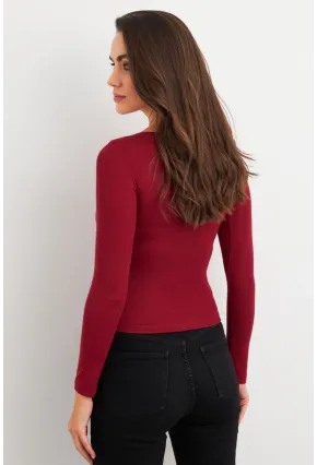 Kadın Bordo Bluz MX9390