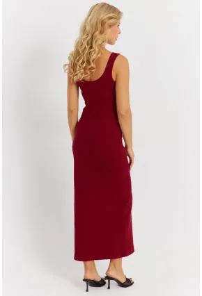 Kadın Bordo Kaşkorse Midi Elbise MK26