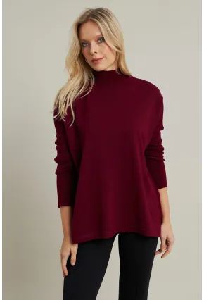 Kadın Bordo Salaş Triko Bluz YV289