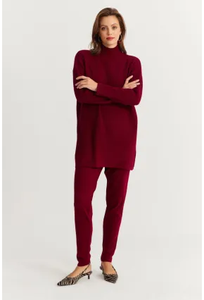 Kadın Bordo Triko Alt Üst Takım NUV9