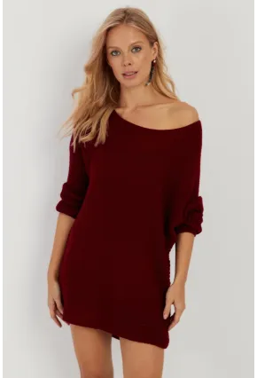 Kadın Bordo Triko Kazak SMT223