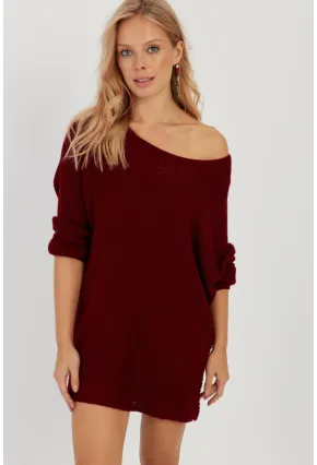 Kadın Bordo Triko Kazak SMT223