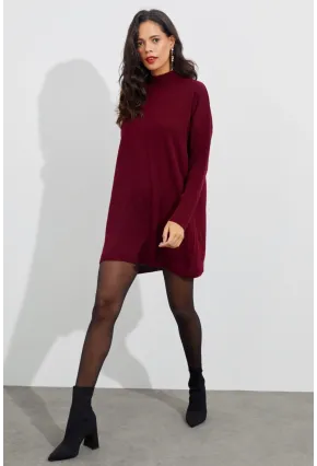 Kadın Bordo Triko Tunik YV110