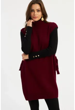 Kadın Bordo Uzun Triko Süveter MYV101