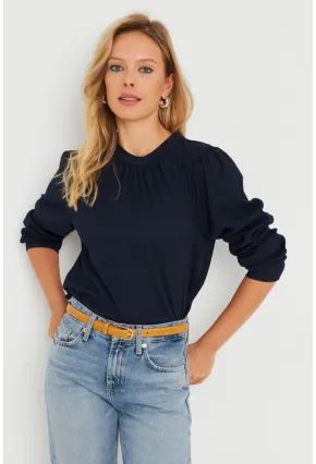 Kadın Bürümcük Bluz Lacivert AYD274