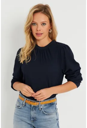Kadın Bürümcük Bluz Lacivert AYD274