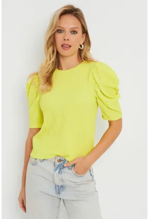 Kadın Bürümcük Bluz Neon Sarı AYD282