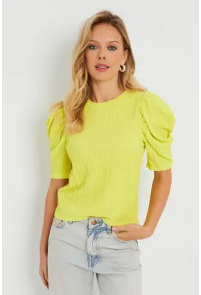 Kadın Bürümcük Bluz Neon Sarı AYD282