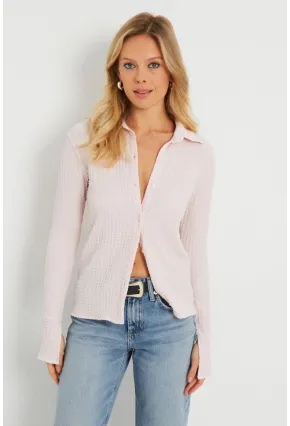 Kadın Bürümcük Gömlek Açık Pembe AYD272