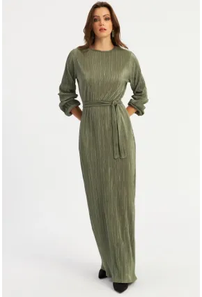 Kadın Çağla Yeşili Pilise Maxi Elbise MGÇ192