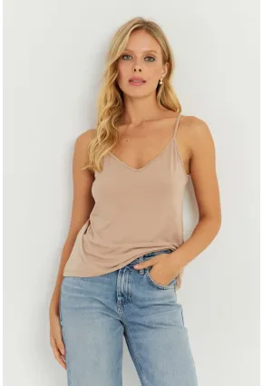 Kadın Camel Askılı Bluz AYD269