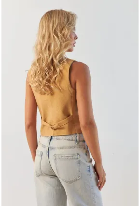 Kadın Camel Astarlı Keten Yelek TW60046-1