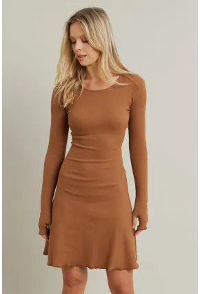 Kadın Camel Bağlamalı Kaşkorse Mini Elbise FRY2175