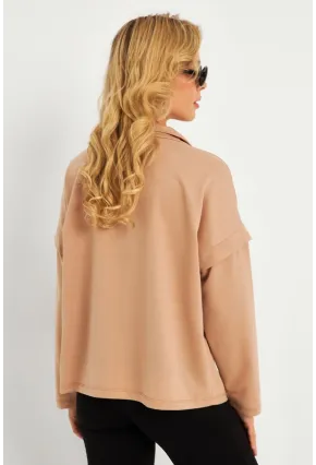 Kadın Camel Kuşgözlü Sweatshirt TF04