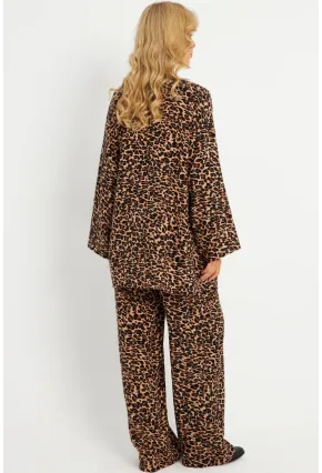 Kadın Camel-Siyah  Desenli Alt Üst Takım  GÇ168