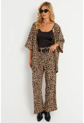 Kadın Camel-Siyah  Desenli Bürümcük Alt Üst Takım LON3004