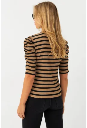 Kadın Camel-Siyah Prenses Kol Bluz MAYD12