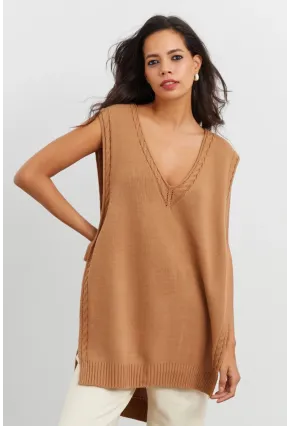 Kadın Camel Triko Süveter YV103