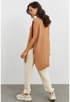 Kadın Camel Triko Süveter YV103