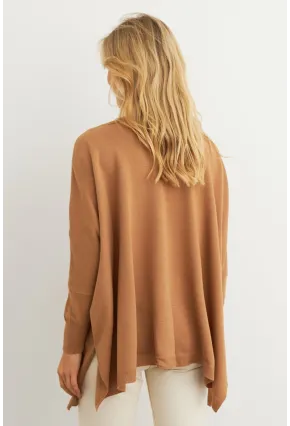 Kadın Camel V Yaka Salaş Bluz YV304