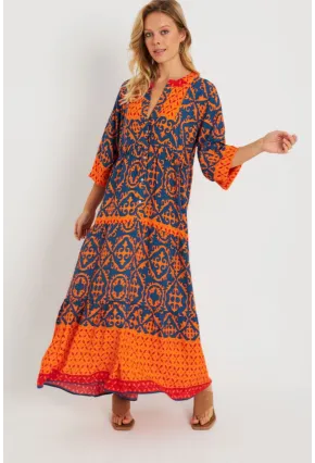 Kadın Desenli Salaş Maxi Elbise Multi Q981