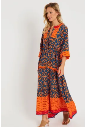 Kadın Desenli Salaş Maxi Elbise Multi Q981