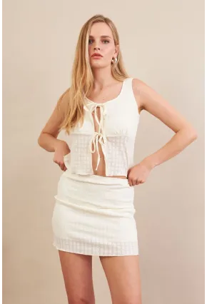Kadın Ekru Alt Üst Etek Takım EV114