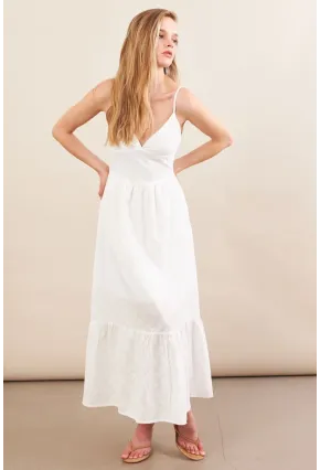 Kadın Ekru Ayarlanabilir Askılı Fistolu Midi Elbise İRE100