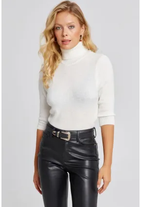 Kadın Ekru Balıkçı Yaka Triko Kazak KZ2499