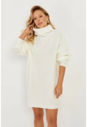 Kadın Ekru Balıkçı Yaka Triko Tunik KZ2504