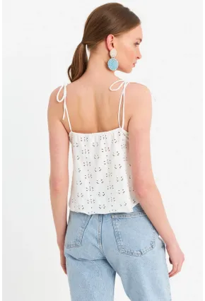 Kadın Ekru Brode Bluz SE14