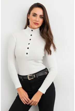 Kadın Ekru Çıtçıtlı Kaşkorse Bluz EY2983