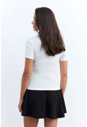 Kadın Ekru Düğme Aksesuarlı Kaşkorse Bluz EY2560