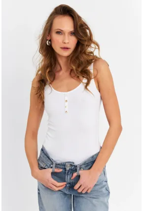 Kadın Ekru Düğmeli Atlet RSP634