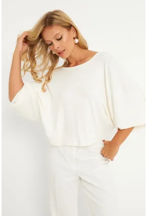 Kadın Ekru Düğüm Detaylı Bluz GÇ176