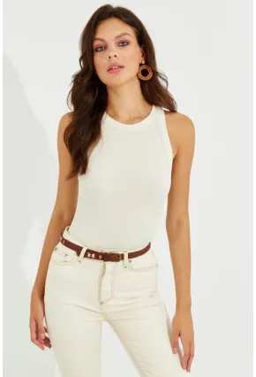 Kadın Ekru Halter Yaka Bluz LPP1233