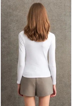 Kadın Ekru Kare Yaka Kaşkorse Bluz GA101