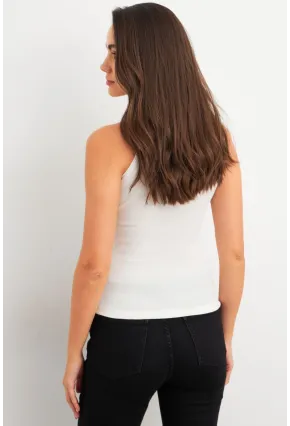 Kadın Ekru Kaşkorse Kolsuz Bluz TF46