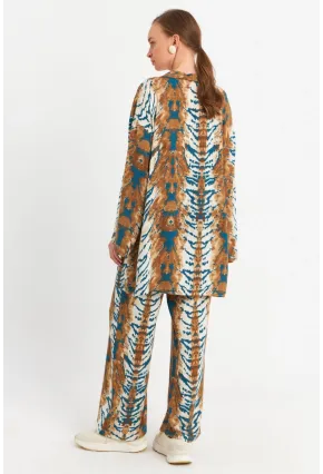 Kadın Ekru-Mavi Alt Üst Takım MGÇ202