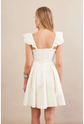 Kadın Ekru Midi Dokuma Elbise PSG1010