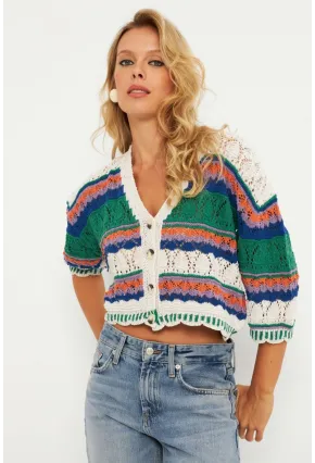 Kadın Ekru Multi Renkli Hırka MİW3851