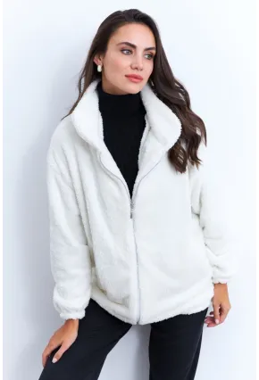 Kadın Ekru Peluş Mont LYT58